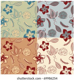 vector seamless backgrounds with vintage  flowers. clipping mask