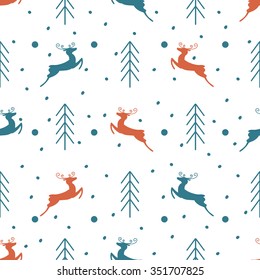 Vector seamless backgrounds with winter holidays symbols. Christmas and New Year concept