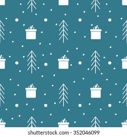 Vector seamless backgrounds with winter holidays symbols. Christmas and New Year concept