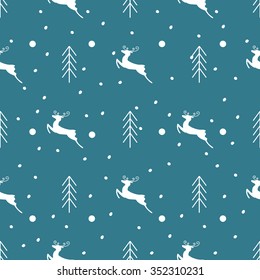 Vector seamless backgrounds with winter holidays symbols. Christmas and New Year concept