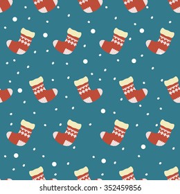 Vector seamless backgrounds with winter holidays symbols. Christmas and New Year concept
