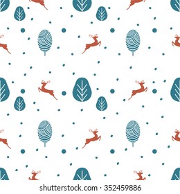 Vector seamless backgrounds with winter holidays symbols. Christmas and New Year concept