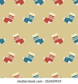 Vector seamless backgrounds with winter holidays symbols. Christmas and New Year concept