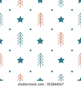 Vector seamless backgrounds with winter holidays symbols. Christmas and New Year concept