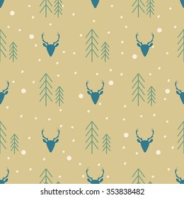 Vector seamless backgrounds with winter holidays symbols. Christmas and New Year concept