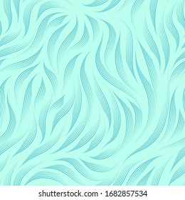 Vector seamless background.Texture of blue stripes gel pen on a turquoise background.Decorative pattern for printing on fabric.Wave or river.Gorgeous pattern for website background