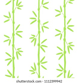 Vector seamless bamboo pattern. Green asian pattern with tropical bamboo tree. For wallpapers, web background, textile, wrapping, fabric, kids design.