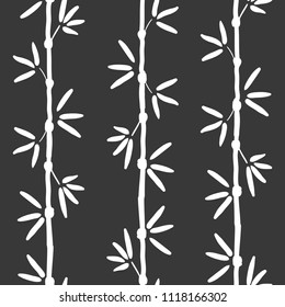 Vector seamless bamboo pattern. Green asian pattern with tropical bamboo tree. For wallpapers, web background, textile, wrapping, fabric, kids design.