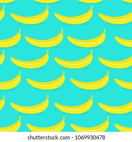 Vector seamless banana pattern. Colorful backdrop. Food background. Can be used for restaurant or cafe menu, design banners, wrapping paper, wallpaper, print for clothes or cover. Modern design.