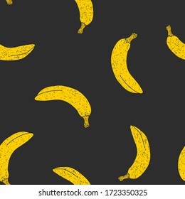 Vector sin fisuras de banano en estilo dibujado a mano. Colorido textura de verano