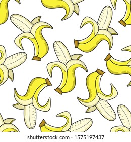 Vector Seamless Banana Pattern. Vector Illustration. Suitable For Greeting Card, Poster Or T-shirt Printing.