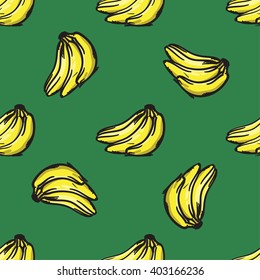 Vector seamless banana pattern. Modern texture. Repeating endless abstract hand drawn background. 
