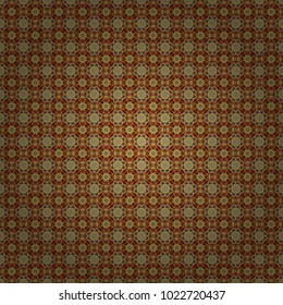 Vector seamless bandana print with paisley ornament. Cotton or silk headscarf, kerchief square pattern design, oriental style in brown, gray and yellow colors.