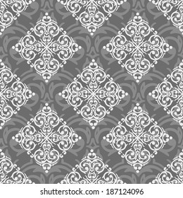 Vector seamless baroque damask luxury black and white background