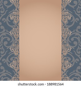 Vector seamless baroque damask luxury gold and blue background
