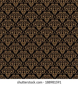 Vector seamless baroque damask luxury golden background