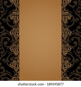 Vector seamless baroque damask luxury black and golden border frame