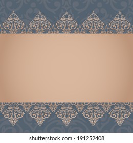 Vector seamless baroque damask luxury gold and blue background