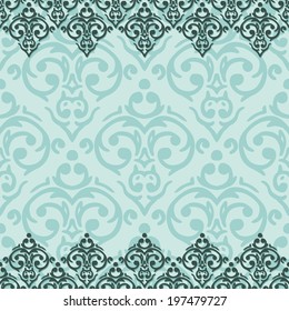 Vector seamless baroque damask luxury border