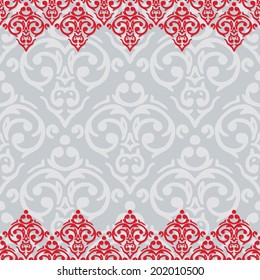 Vector seamless baroque damask luxury border