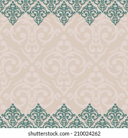 Vector seamless baroque damask luxury border