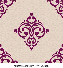 Vector seamless baroque damask luxury background