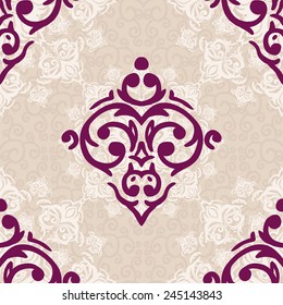 Vector seamless baroque damask luxury background