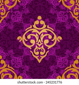 Vector seamless baroque damask luxury background