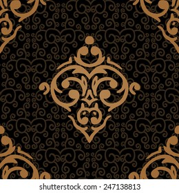 Vector seamless baroque damask luxury background