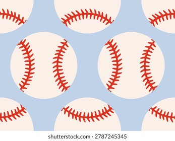 Vector seamless baseball pattern in retro style. Vector set of seamless patterns for baseball lover.