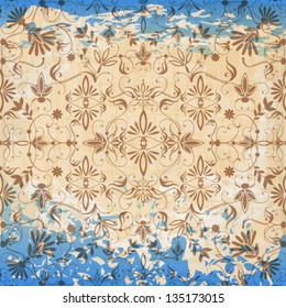 Vector seamless beautiful abstract retro grunge vintage floral background illustration