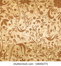 Vector seamless beautiful abstract retro grunge vintage floral background illustration