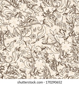 Vector seamless beautiful abstract retro grunge vintage floral background illustration