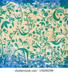 Vector seamless beautiful abstract retro grunge vintage floral background illustration