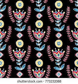 vector seamless beautiful artistic dark tropical pattern with exotic forest. Colorful original stylish floral background print, bright rainbow flower on abstract background