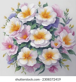 vector seamless beautiful artistic graphical flower pattern, spring summer time, bright, stylish floral background print