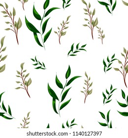 vector seamless beautiful artistic pattern with exotic forest. Colorful original stylish floral print background, bright leaves on white background. white background