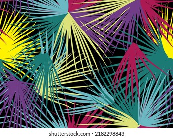 vector seamless beautiful artistic vivid tropical pattern with exotic forest. Colorful original stylish floral background print