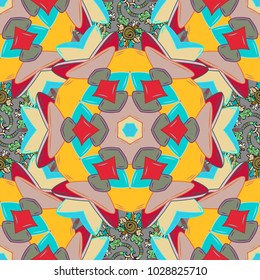 Vector seamless Beautiful fabric pattern. Flower pattern. Flat Flower Elements Design. Colour Spring Theme seamless pattern Background.