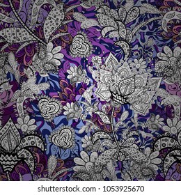 Vector seamless Beautiful fabric pattern. Colour Spring Theme seamless pattern Background. Flower pattern. Flat Flower Elements Design.