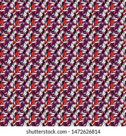 Vector. Seamless Beautiful fabric pattern. Doodles black, white and purple on colors.