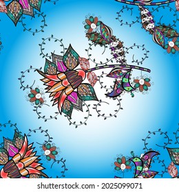 Vector seamless Beautiful fabric pattern. Flat Flower Elements Design. Flower pattern. Colour Spring Theme seamless pattern Background.