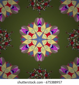 Vector seamless Beautiful fabric pattern. Flower pattern. Flat Flower Elements Design. Colour Spring Theme seamless pattern Background.