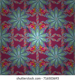 Vector seamless Beautiful fabric pattern. Colour Spring Theme seamless pattern Background. Flower pattern. Flat Flower Elements Design.