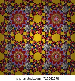 Vector seamless Beautiful fabric pattern. Flower pattern. Flat Flower Elements Design. Colour Spring Theme seamless pattern Background.