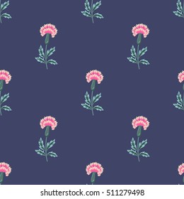 vector seamless beautiful gentle oriental carnation flower pattern, modern minimalistic romantic floral print, vertical orientation, botanical flower. 