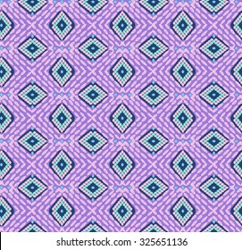 Vector seamless beautiful geometric ethnic tribal pattern. Graphical geometry ornament background. Colorful, bright, squares, triangles, dots, lines.