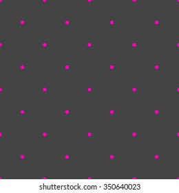Vector seamless beautiful pattern with pink dots on black dark gray background