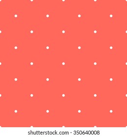 Vector seamless beautiful pattern with white dots on light orange red background