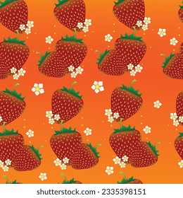 vector seamless beautiful strawberry illustration without end suitable for existing designs, backgrounds, for print, for wrapping paper and so on